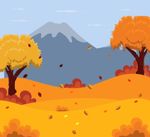 Autumn landscape background with mountain