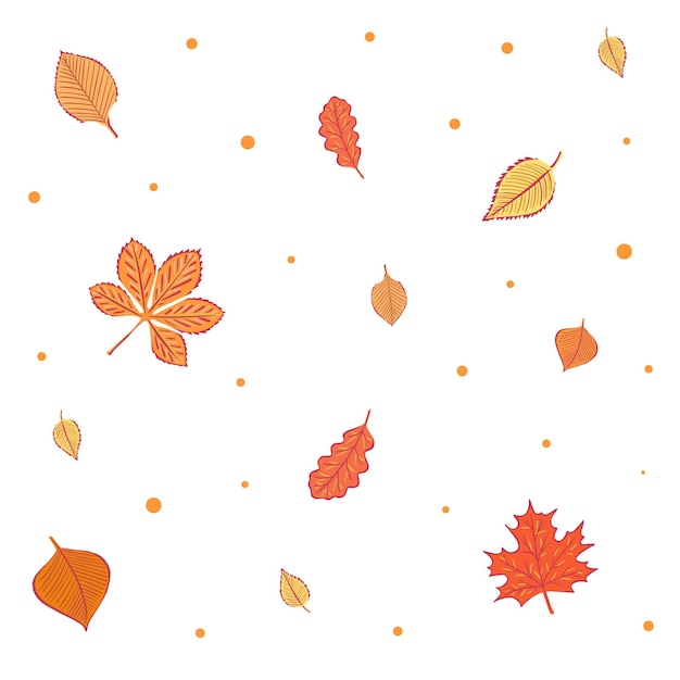 Vector autumn leaf fall hand drawn illustration