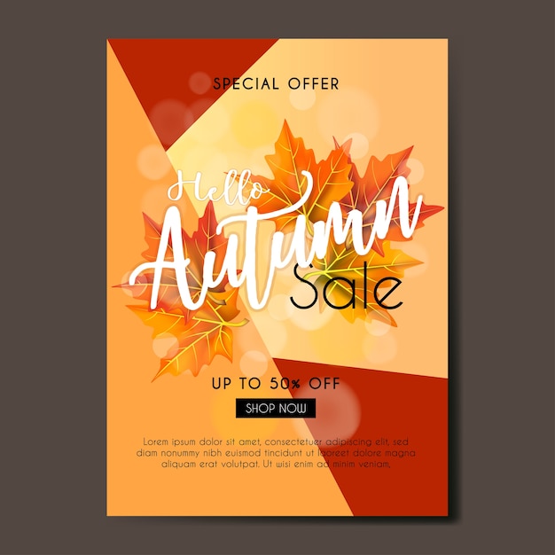 Autumn sale poster with leaves