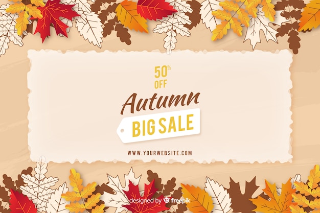 Vector autumn sales background flat style