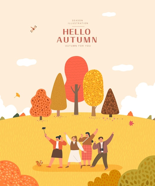 Vector autumn sentimental frame illustration webbanner