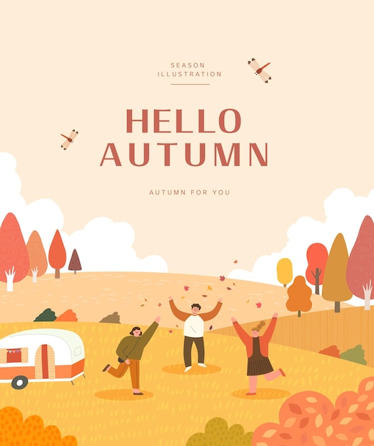 Vector autumn sentimental frame illustration webbanner