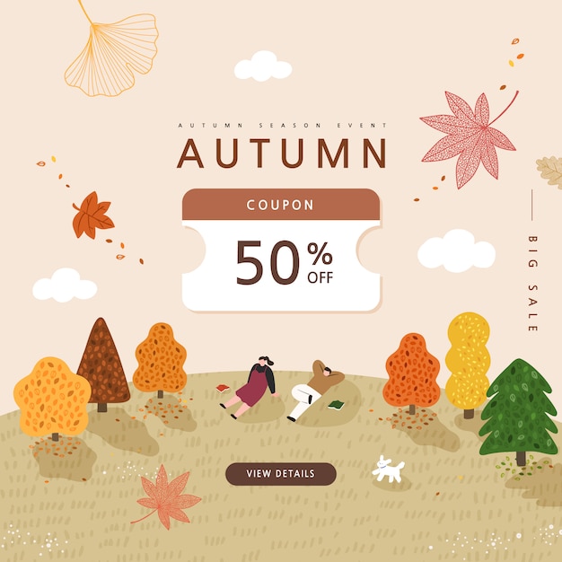 Vector autumn shopping event illustration. banner.