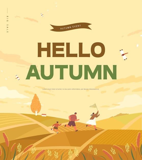 Autumn shopping event illustration Web Banner