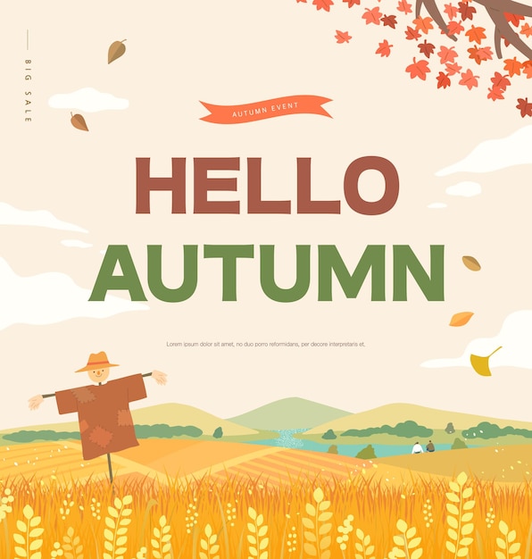 Autumn shopping event illustration Web Banner