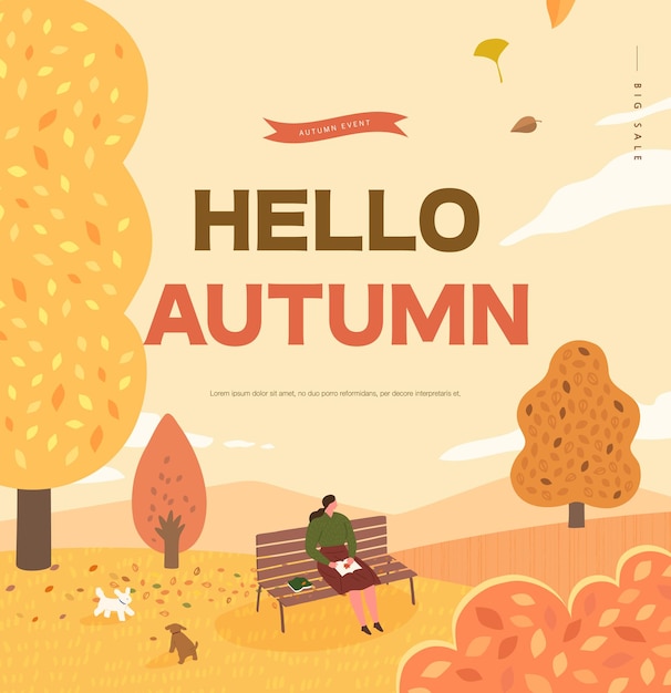 Autumn shopping event illustration Web Banner