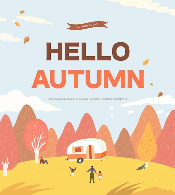 Autumn shopping event illustration Web Banner