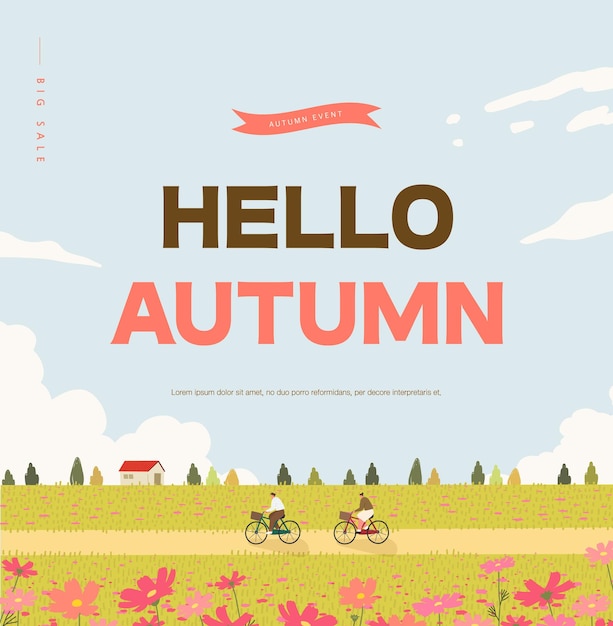 Autumn shopping event illustration Web Banner