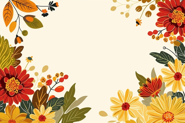 Vector autumnal illustration with chrysanthemum flowers