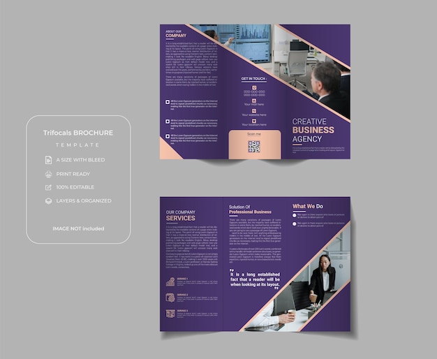 Vector awesome corporate and business trifold brochure design template