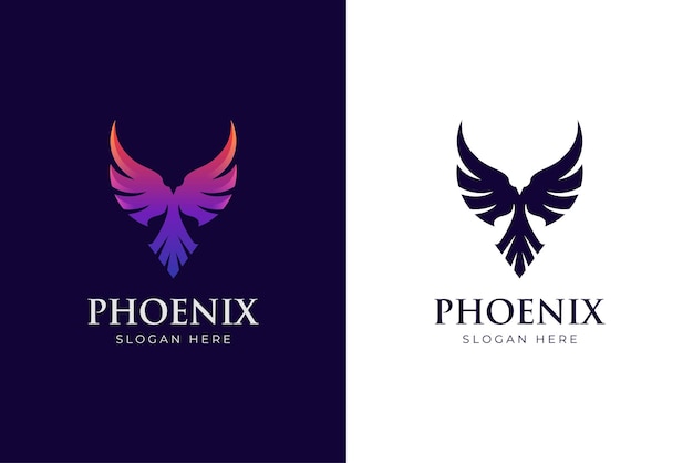 Awesome fly phoenix gradient logo illustration two version