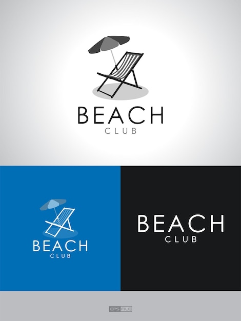 Awesome logo with beach chair and umbrella icon