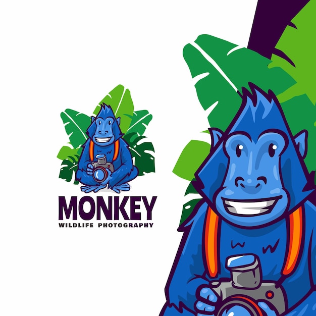 Awesome monkey mascot cartoon logo template - animal logo template