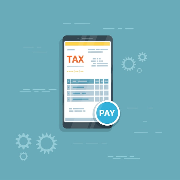 ax form on the phone screen with pay button Online tax mobile payment via smartphone Internet bank