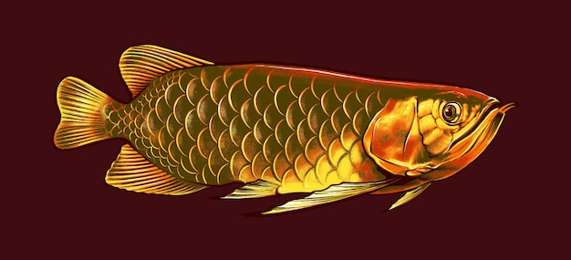 Vector aziatische gouden arowana illustratie premium vector