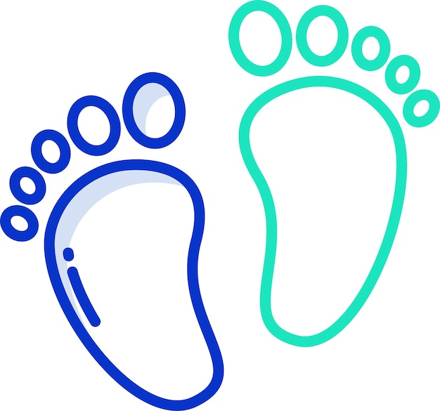 Baby feet outline color vector illustration