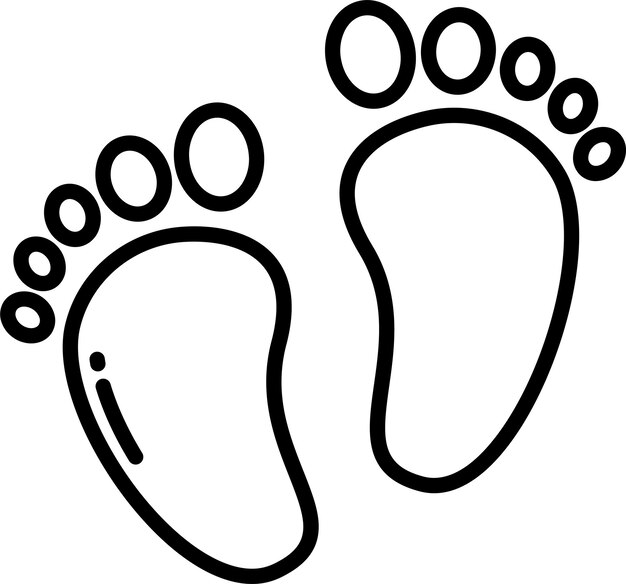 Baby feet outline vector illustration