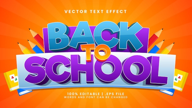 Back to school 3d editable text effect with doodle