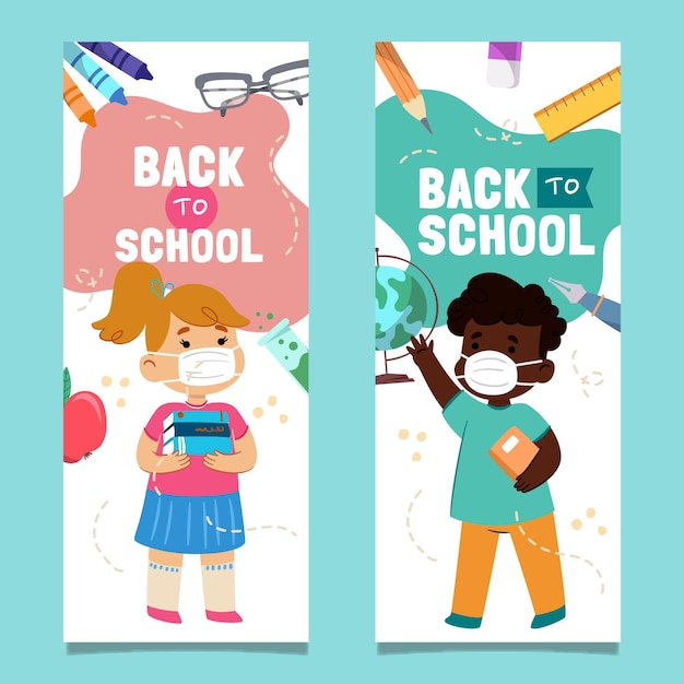 Back to school banners set