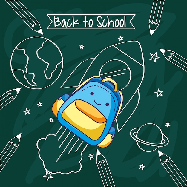 Back to school card with cartoons