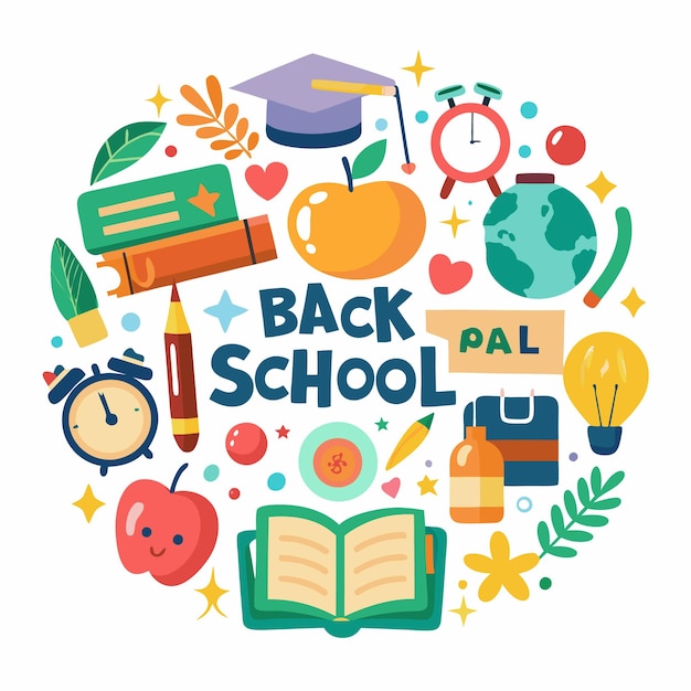 Vector back to school colorful illustration