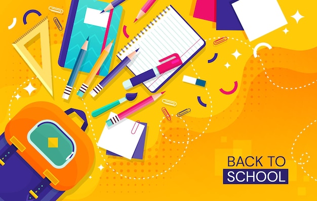 Vector back to school concept with school items and elements vector banner design