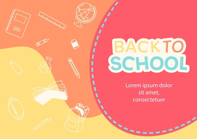 Vector back to school design theme background and stationery supplies elements vector illustration template