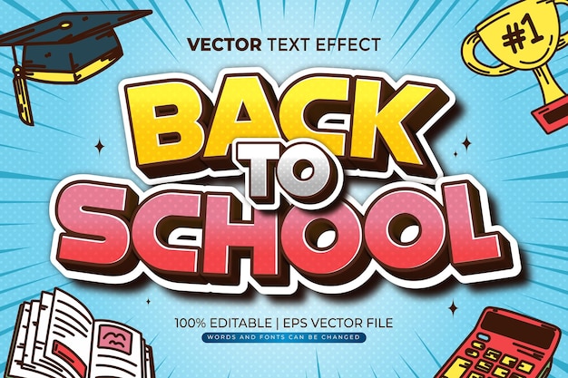 Vector back to school editable text effect