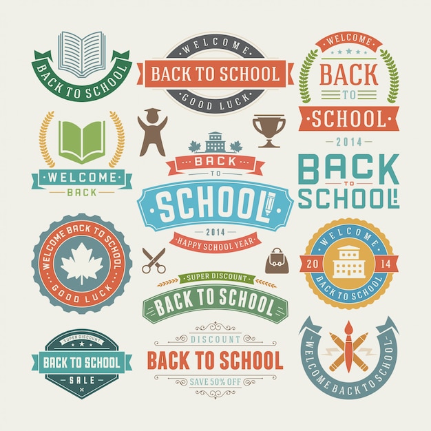 Vector back to school elements sale labels and badges set 