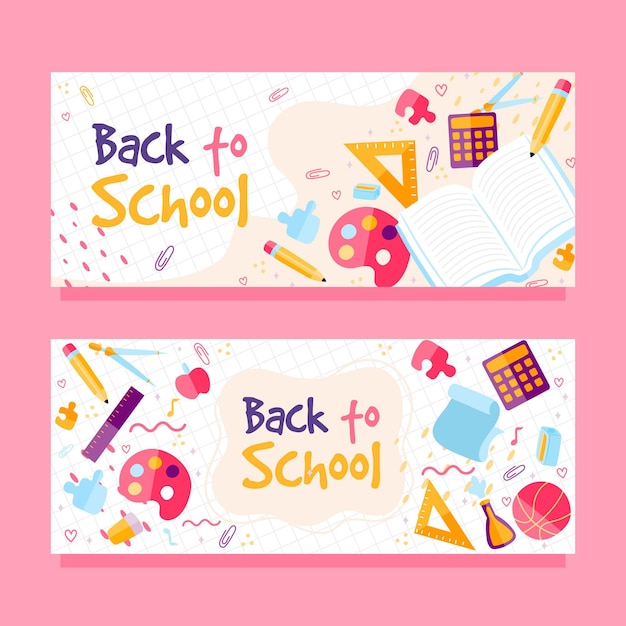 Vector back to school horizontal banners