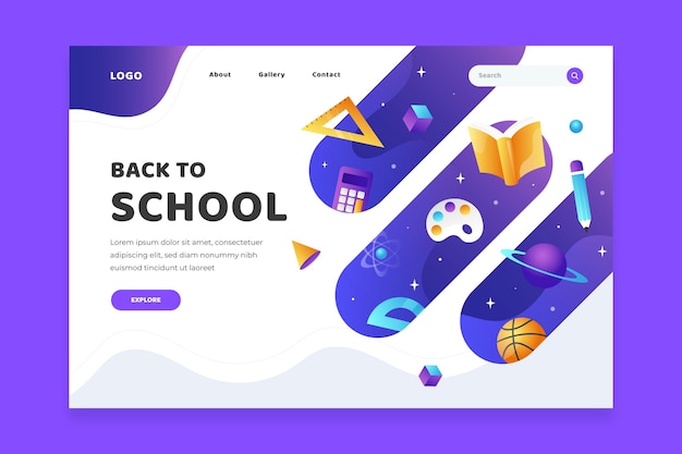 Back to school landing page web template