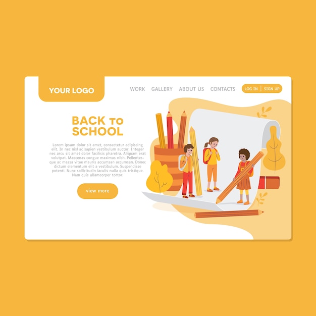 Vector back to school landing page