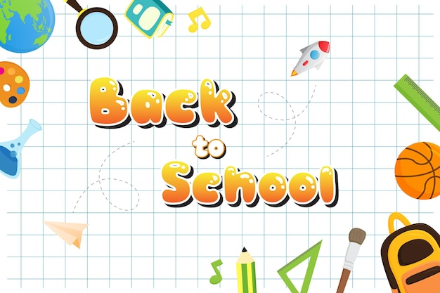 Vector back to school poster white paper grid illustration design