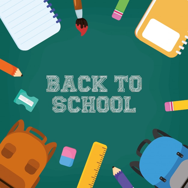 Back to school poster with colors pencils