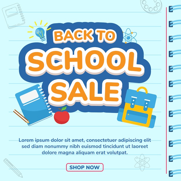 Back To School Social Media Post Template Banner Sale