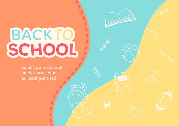 Vector back to school theme background and stationery supplies elements vector illustration template design