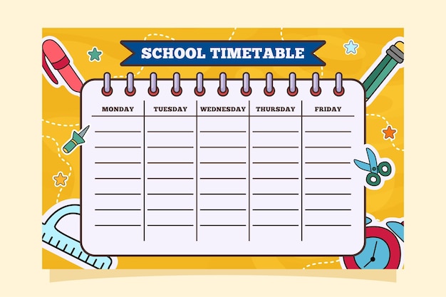 Vector back to school time table template vector