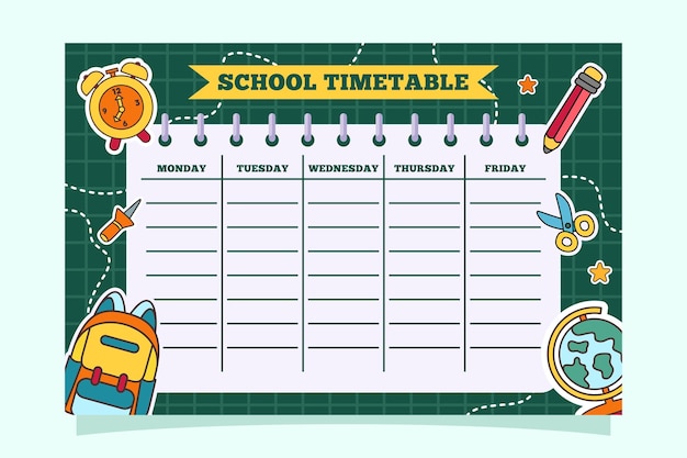 Vector back to school time table template vector