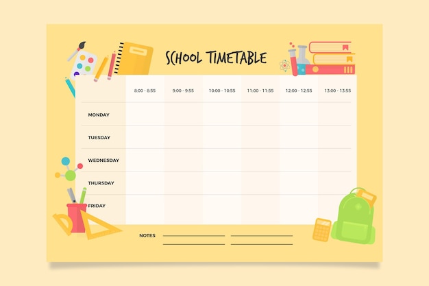 Back to school timetable