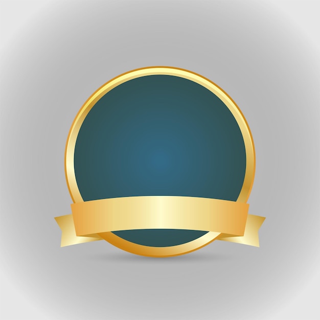 Background basis for banner in golden round shape with golden ribbon for text