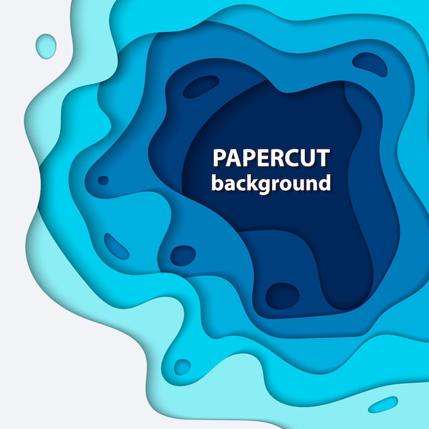 Vector background with deep blue and white paper cut 