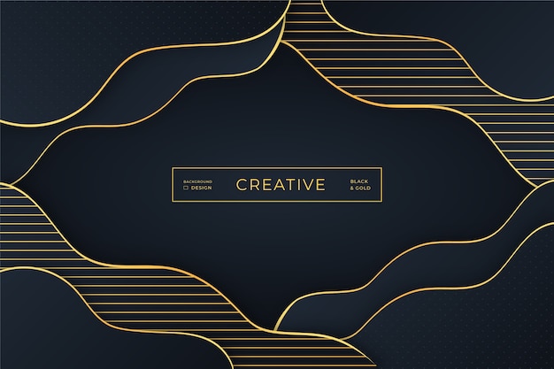 Vector background with golden curvy lines and dark shades