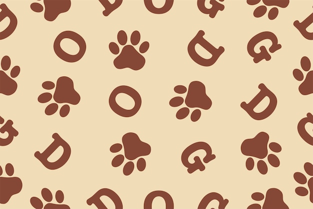 Vector background of the word dog and paw print vector illustration on a white background