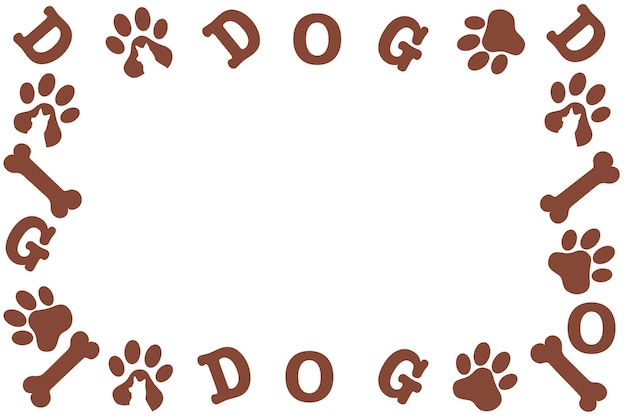 Vector background of the word dog and paw print vector illustration on a white background