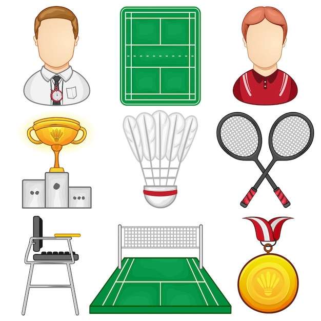 Badminton Icons Set 