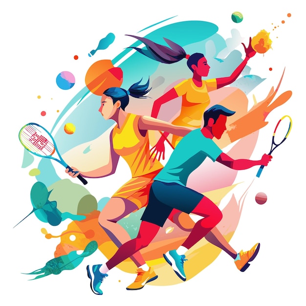 Vector badminton player in watercolor vector