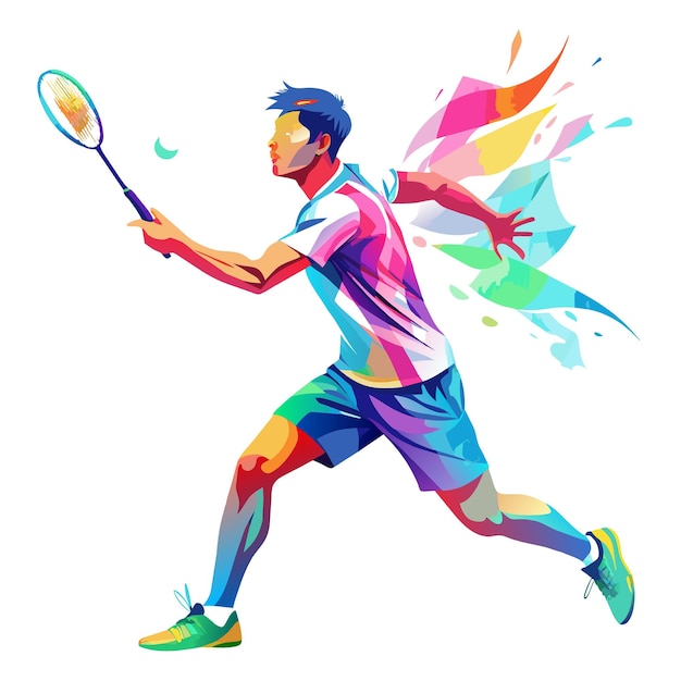 Vector badminton player in watercolor vector