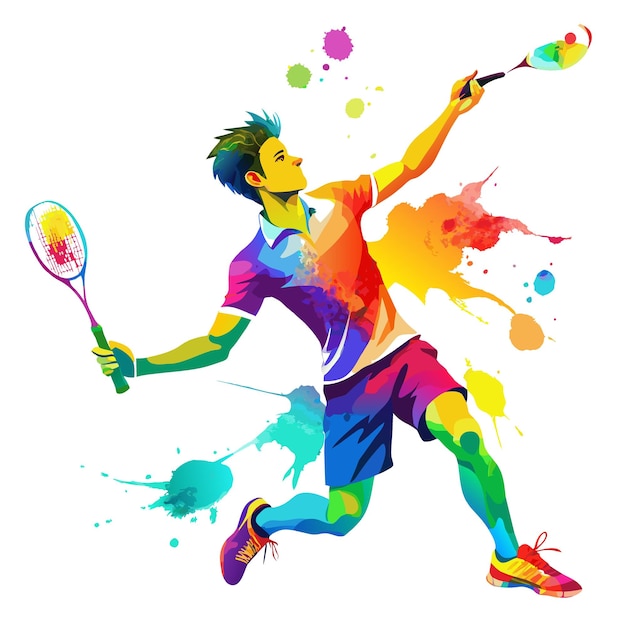 Vector badminton player in watercolor vector