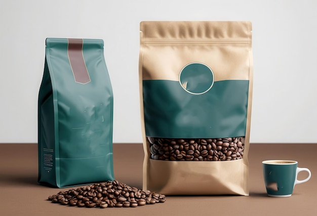 Vector a bag of coffee beans and a bag of coffee