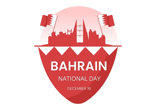 Bahrain National Day or Independence Template Hand Drawn Cartoon Flat Illustration